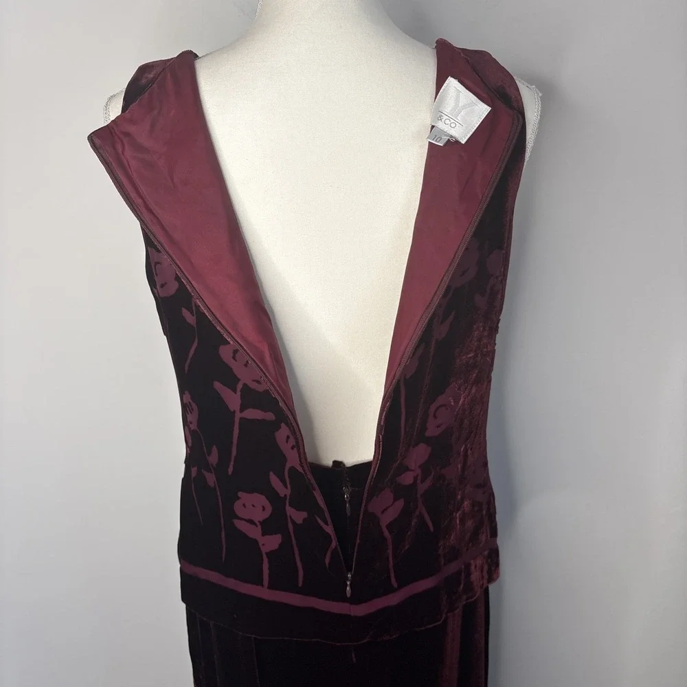 Vtg 90s Y2k Velvet Burnout Satin Skirt Set Midi Red Grunge Whimsigoth Goth Sz 10 - Picture 10 of 16
